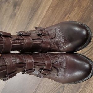Vince Camuto brown leather womens buckle boots sz 6.5